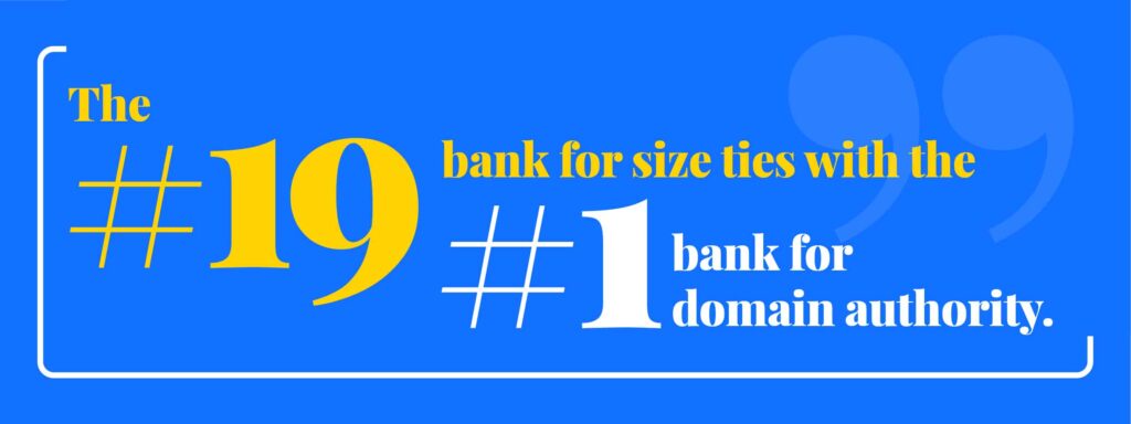the #19 bank for size fies with the #1 bank for domain authority